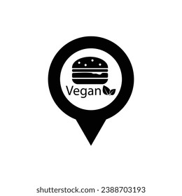 Vegetarian burger icon vegan food restaurant location map pointer vector 