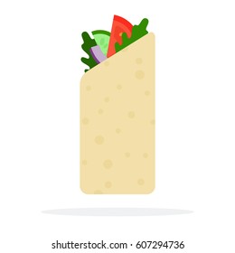 Vegetarian Burrito vector flat material design isolated on white