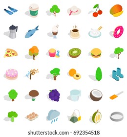 Vegetarian cafe icons set. Isometric style of 36 vegetarian cafe vector icons for web isolated on white background