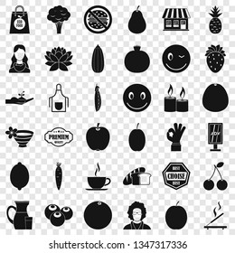 Vegetarian cafe icons set. Simple style of 36 vegetarian cafe vector icons for web for any design