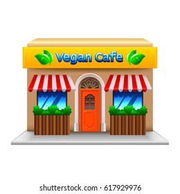 Vegetarian cafe isolated on white photo-realistic vector illustration