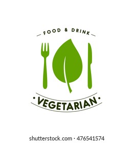 Vegetarian cafe logo design. Vegan restaurant logo template.