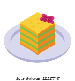 Vegetarier Kuchen Symbol isometrische Vektorgrafik. Nahrungsaufnahme. Veganischer Koch