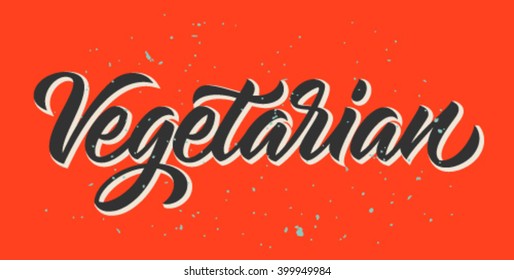 vegetarian calligraphy, red background