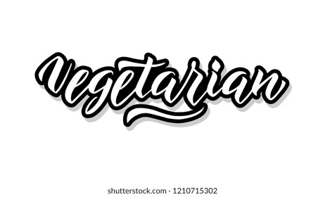 Vegetarian calligraphy template text for your design illustration concept. Handwritten lettering title vector words on white isolated 