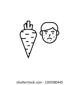 Vegetarian, carrot, allergic face icon. Element of problems with allergies icon. Thin line icon for website design and development, app development. Premium icon