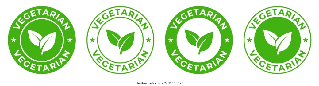 Vegetarisch zertifiziertes Etikett. Vegetarisches Diät-Symbol. Organische und natürliche Vektor-Illustration für Produktverpackung Logo, Zeichen, Symbol oder Emblem. Veganer Abzeichen isoliert.