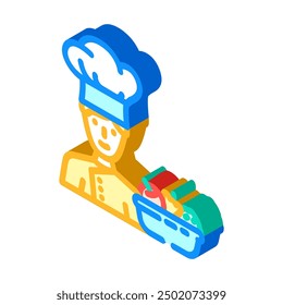 vegetarian chef restaurant isometric icon vector. vegetarian chef restaurant sign. isolated symbol illustration