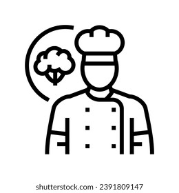 vegetarian chef restaurant line icon vector. vegetarian chef restaurant sign. isolated contour symbol black illustration