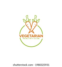 Vegetarian club logo incorporated with carrot icon vector template