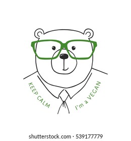 Vegetarian cute bear with glasses