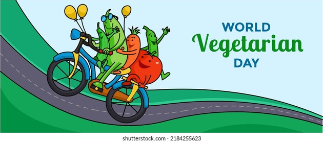 vegetarian day horizontal banner vector flat design