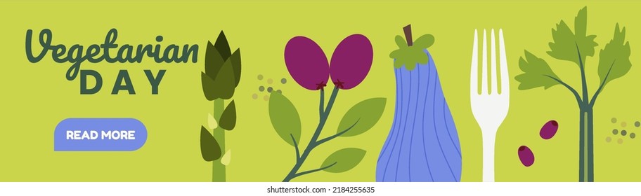 vegetarian day horizontal banner vector flat design
