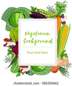 Vegetarian design concept, vegetables on white background isolated,cabbage, carrots, zucchini, eggplant, beets, potatoes, dill, parsley, peas, beans, corn, onion