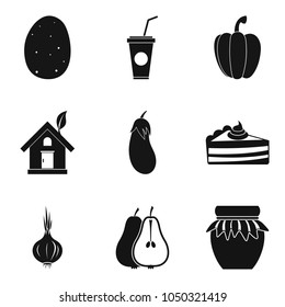 Vegetarian dessert icons set. Simple set of 9 vegetarian dessert vector icons for web isolated on white background
