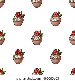 Vegetarian dessert. For vegetarians ice cream in a chocolate Cup and raspberry.Vegetarian Dishes single icon in cartoon style vector symbol stock illustration
