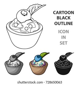 Vegetarian dessert. For vegetarians ice cream in a chocolate Cup and blueberry.Vegetarian Dishes single icon in cartoon style vector symbol stock illustration.