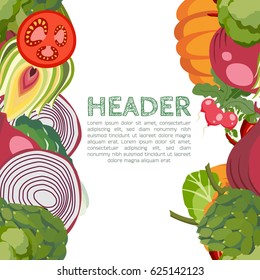 Vegetarian Diet Healthy Food Organic Vegetables Vegan Snack Leafy Greens Set Collection of Products Cooking Background Vector Art Design Illustration