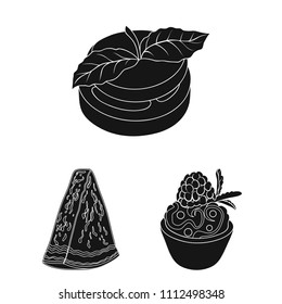 Vegetarian dish black icons in set collection for design.Vegetable and milk food vector symbol stock web illustration.