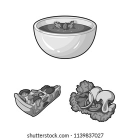 Vegetarian dish monochrome icons in set collection for design.Vegetable and milk food vector symbol stock web illustration.