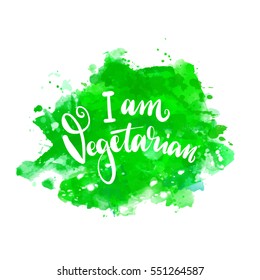 Vegetarian eco concept. Vector illustration. Hand drawn lettering inscription