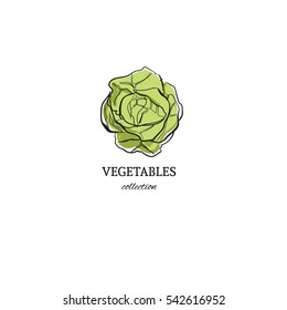  Vegetarian eco green concept. Hand drawn icon, symbol for design and advertising