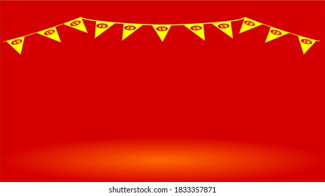 Vegetarian Festival  background .The Thai letter on yellow flag said "Je" which is mean vegetarian food festival. Vector , illustration