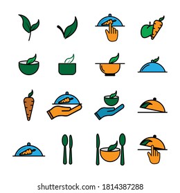 Vegetarian flat set icon. Design template vector