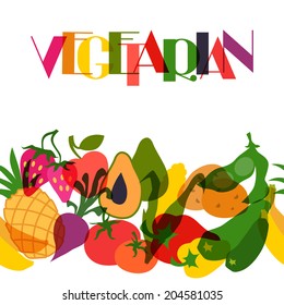 Vegetarian food. Background design with stylized vegetables.