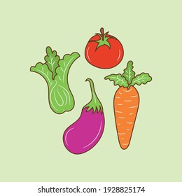 Vegetarian food colored line icon, simple vegetable food vector illustration 