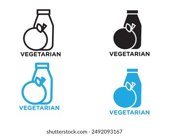 Vegetarian food diet icon black and white vector outline sign