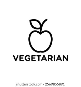 Vegetarian food diet icon Black and white outline vector