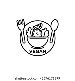 Vegetarian food diet icon vector outline logo sign