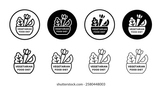 Vegetarian food diet icon Vector logo outline