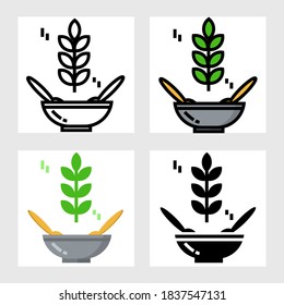 vegetarian food in dish icon vector design in filled, thin line, outline and flat style.