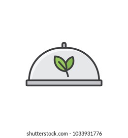 Vegetarian food flat line colored icon.