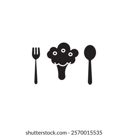 vegetarian food icon black and white vector outline sign