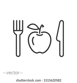 vegetarian food icon, fitness nutrition, healthy food, thin line symbol on white background - editable stroke vector illustration eps 10.eps