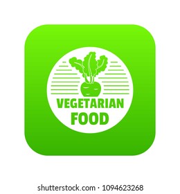 Vegetarian food icon green vector isolated on white background