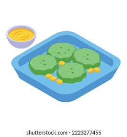 Icono de comida vegetariana vectorial isométrico. dieta vegana. Cocinar sano