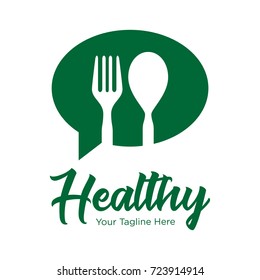 vegetarian food icon logo Healthy Talk Vetor Logo Template