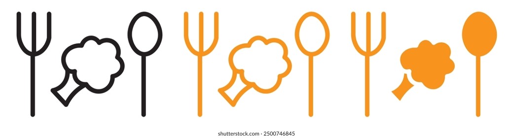 Vegetarian Food Icon Set Healthy Eating Illustrations for Nutrition and Diet