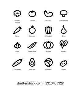 Vegetarian food icons vector set