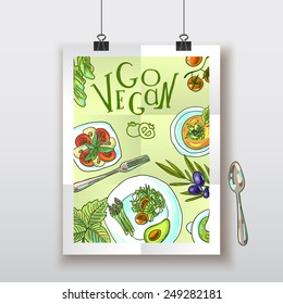 vegetarian food illustration- beautiful hand drawn poster