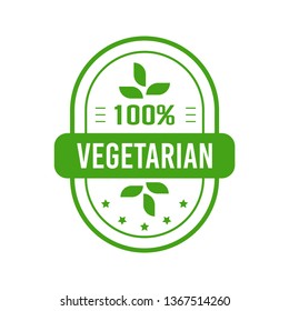 Vegetarian food label design. Flat style design of packaging seal, sticker or icon isolated on white background