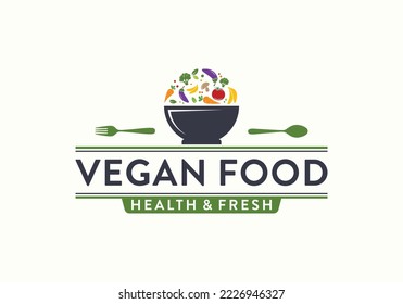 Vegetarian food logo design template inspiration