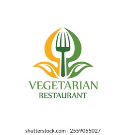 Vegetarian food logo design template inspiration.