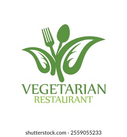 Vegetarian food logo design template inspiration.