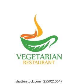 Vegetarian food logo design template inspiration.