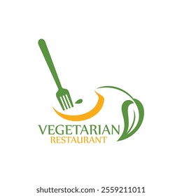 Vegetarian food logo design template inspiration.